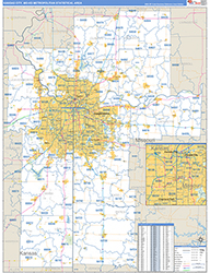 Kansas City Metro Area Wall Map Basic Style 2026